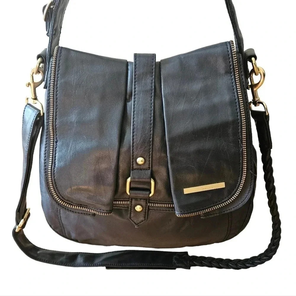 Matt & Nat Vegan Leather Braided Strap Crossbody Shoulder Bag Navy Blue. - Picture 3 of 13